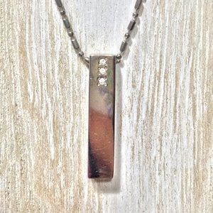 BLOOM NYC FINE TITANIUM BAR/RECTANGLE PENDANT THREE SMALL DIAMOND ACCENT DETAIL